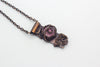 handmade copper bar necklace with pink fused glass and wire wrapping
