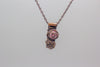handmade copper bar necklace with pink fused glass and wire wrapping