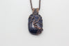 handmade copper tree of life pendant with dark blue glittery fused glass