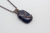 handmade copper tree of life pendant with dark blue glittery fused glass