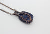 handmade copper tree of life pendant with dark blue glittery fused glass