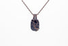 handmade copper tree of life pendant with dark blue glittery fused glass