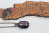 handmade copper tree of life pendant with dark blue glittery fused glass