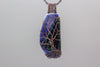 large handmade copper tree of life pendant on dichroic black and blue fused glass