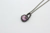 handmade small pendant with pink fused glass and sterling silver wire wrapping