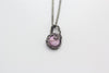 handmade small pendant with pink fused glass and sterling silver wire wrapping