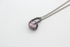 handmade small pendant with pink fused glass and sterling silver wire wrapping