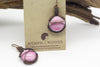 pink fused glass earrings wrapped in copper wire from Nymph In The Woods