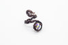 handmade copper wire wrapped adjustable ring with colorful transparent fused glass accent