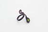 handmade copper wire wrapped adjustable ring with bright green fused glass accent