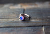 Blue Fused Glass and Copper Wire Wrapped Ring