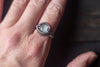 White Fused Glass and Sterling Silver Wire Wrapped Ring