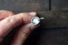 White Fused Glass and Sterling Silver Wire Wrapped Ring