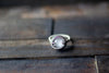 White Fused Glass and Sterling Silver Wire Wrapped Ring