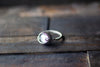 White Fused Glass and Sterling Silver Wire Wrapped Ring