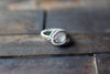 White Fused Glass and Sterling Silver Wire Wrapped Ring