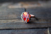 Burnt Orange Fused Glass and Copper Wire Ring
