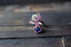Dichroic Blue Fused Glass and Copper Adjustable Ring