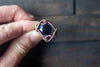 Dark Dichroic Blue Fused Glass and Copper Wire Ring