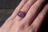 Pink Fused Glass and Sterling Silver Wire Wrapped Ring
