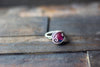 Pink Fused Glass and Sterling Silver Wire Wrapped Ring