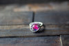 Pink Fused Glass and Sterling Silver Wire Wrapped Ring