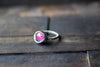 Pink Fused Glass and Sterling Silver Wire Wrapped Ring