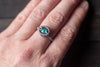 Light Blue-Green Fused Glass and Sterling Silver Wire Wrapped Ring