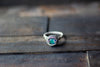 Light Blue-Green Fused Glass and Sterling Silver Wire Wrapped Ring