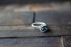 Light Blue-Green Fused Glass and Sterling Silver Wire Wrapped Ring