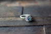 Blue and White Fused Glass and Sterling Silver Wire Wrapped Ring