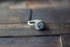 Blue and White Fused Glass and Sterling Silver Wire Wrapped Ring