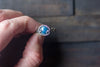Light Glittery Blue Fused Glass and Sterling Silver Wire Wrapped Ring