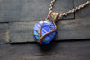 Streaked Blue Fused Glass and Copper Wire Wrapped Tree of Life Pendant