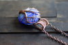 Streaked Blue Fused Glass and Copper Wire Wrapped Tree of Life Pendant
