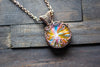 Swirl of Sunrise Fused Glass and Copper Wire Pendant