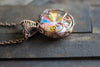 Swirl of Sunrise Fused Glass and Copper Wire Pendant