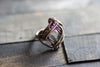 clear fused glass and copper wire ring