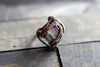 clear fused glass and copper wire ring