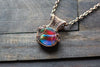 Sunset's Reflection Fused Glass Pendant with Copper Wire Wrapping
