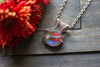 Sunset's Reflection Fused Glass Pendant with Copper Wire Wrapping