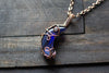 Shades of Blue Crescent Moon Pendant with Copper Wire Wrapping
