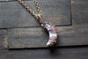 Shades of Blue Crescent Moon Pendant with Copper Wire Wrapping