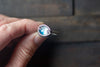 Blue and White Fused Glass and Sterling Silver Wire Wrapped Ring