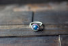 Light Glittery Blue Fused Glass and Sterling Silver Wire Wrapped Ring
