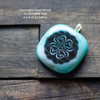 Fused Glass Pendant with Geometric Silk Screen Decals