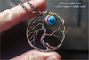 Copper Tree of Life Pendants with Fused Glass Moon Accents (Multiple Options)
