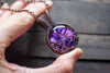 Flower In Bloom Purple Fused Glass and Copper Wire Pendant