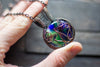Multi-color Flower in Bloom Pendant with Copper Wire Wrapping