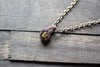 Bright Green Fused Glass Mini Pendant with Copper Wire Wrapping